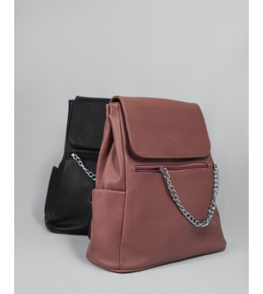 Темно-розовая кожаная сумка-рюкзак