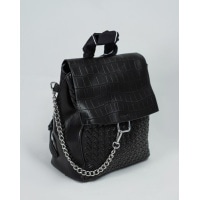 Чорний міський рюкзак з плетеної еко-шкіри