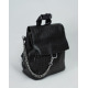 Чорний міський рюкзак з плетеної еко-шкіри