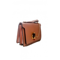 Бежевая сумочка из эко-кожи с оригинальной застежкой-"помадой"