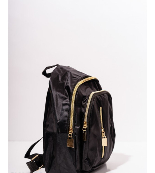 Чорний практичний маленький рюкзак з кишенями