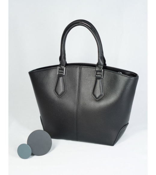 Чорна сумка-тоут з еко-шкіри
