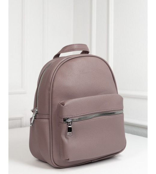 Маленький рюкзак із темно-рожевої еко-шкіри.