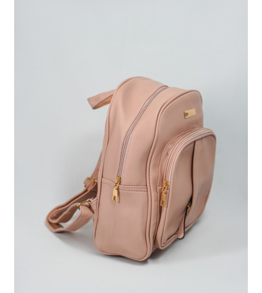 Розовый вместительный рюкзак из эко-кожи