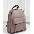 Рожево-чорний міський рюкзак із еко-шкіри
