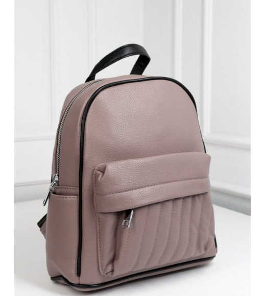 Розово-черный городской рюкзак из эко-кожи