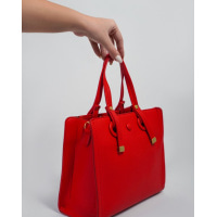 Червона каркасна сумка з еко-шкіри