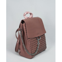 Темно-рожевий міський рюкзак з плетеної еко-шкіри