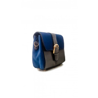 Синяя с серым лаконичная комбинированная женская сумочка