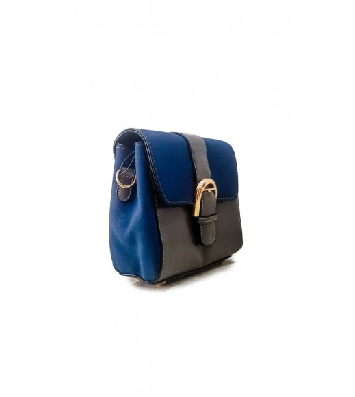 Синяя с серым лаконичная комбинированная женская сумочка