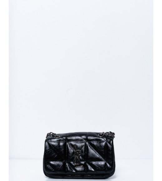 Черная маленькая сумочка из эко-кожи на цепочке