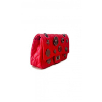 Червона сумочка-клатч з прошитою еко-шкіри з фурнітурою