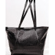 Черная фактурная сумка-шопер с плетением
