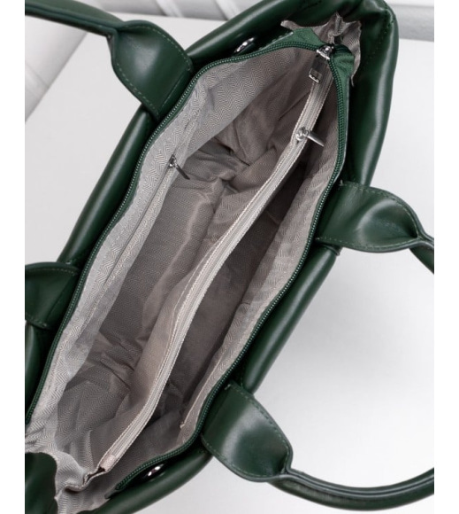 Зеленая дутая сумка из эко-кожи