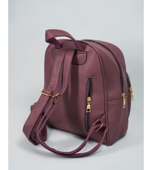 Темно-рожевий місткий міський рюкзак з еко-шкіри