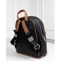 Черно-коричневый городской рюкзак из эко-кожи
