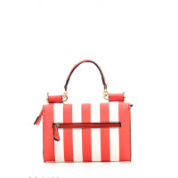 Жесткая сумочка в красную и белую полоску