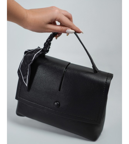 Чорна прямокутна сумка з еко-шкіри