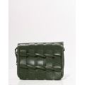 Зелена каркасна сумка з плетінням