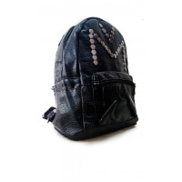 Чорний рюкзак з фактурної еко-шкіри з фурнітурою-сотами
