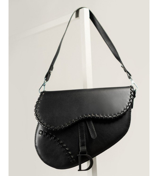Чорна асиметрична сумка з еко-шкіри