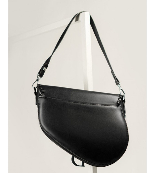 Чорна асиметрична сумка з еко-шкіри