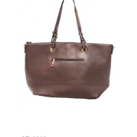 Темно-коричнева комбінована сумка з еко-шкіри з блискавками