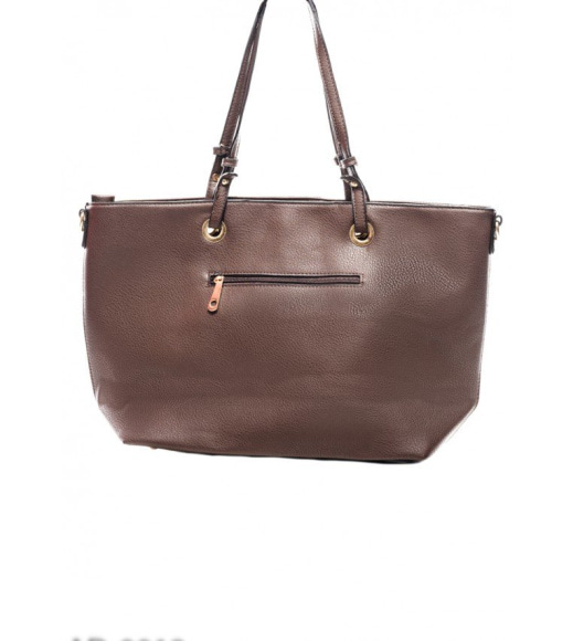 Темно-коричнева комбінована сумка з еко-шкіри з блискавками