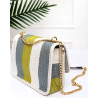 Текстильная сумка с серо-зелеными полосатыми вставками