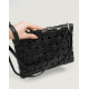 Чорна прямокутна плетена сумка з еко-шкіри