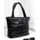 Вместительная дутая сумка из черной эко-кожи