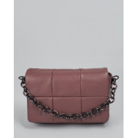 Темно-розовая кожаная сумка с цепью