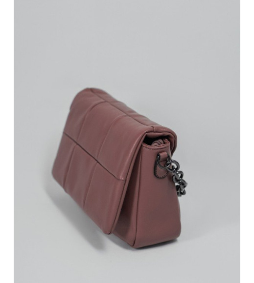 Темно-розовая кожаная сумка с цепью