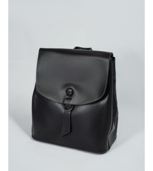 Чорний міський рюкзак з еко-шкіри