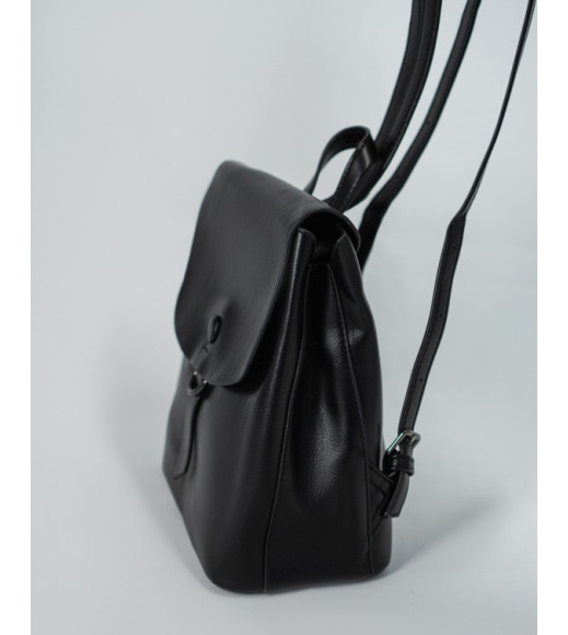 Чорний міський рюкзак з еко-шкіри