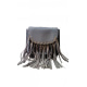 Серая женская сумочка из эко-кожи с длинной бахромой на металлических кольцах