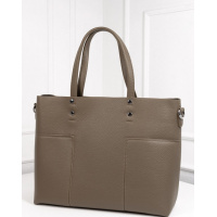 Бежевая вместительная сумка тоут из эко-кожи