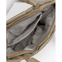 Вместительная дутая сумка из бежевой эко-кожи