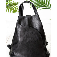 Черный сумка-рюкзак из эко-кожи
