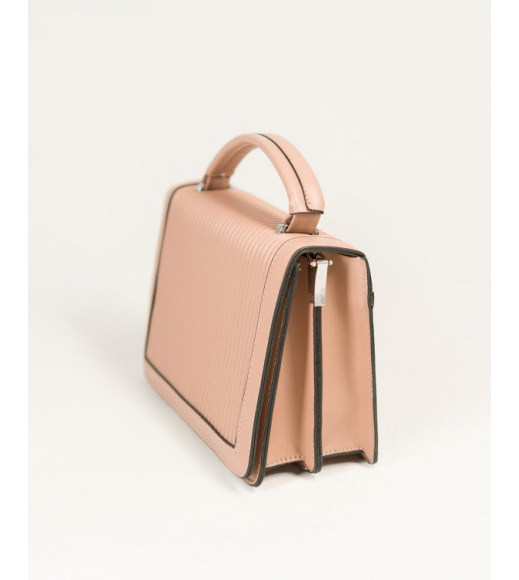 Темно-рожева класична сумка з фактурною вставкою