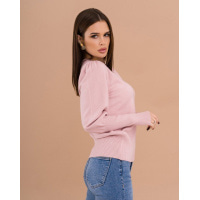 Розовый шерстяной свитер с эластичными вставками