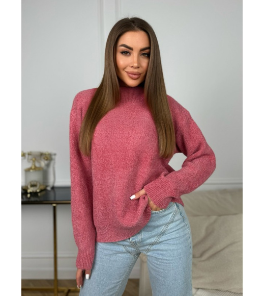 Темно-розовая теплая водолазка свободного кроя