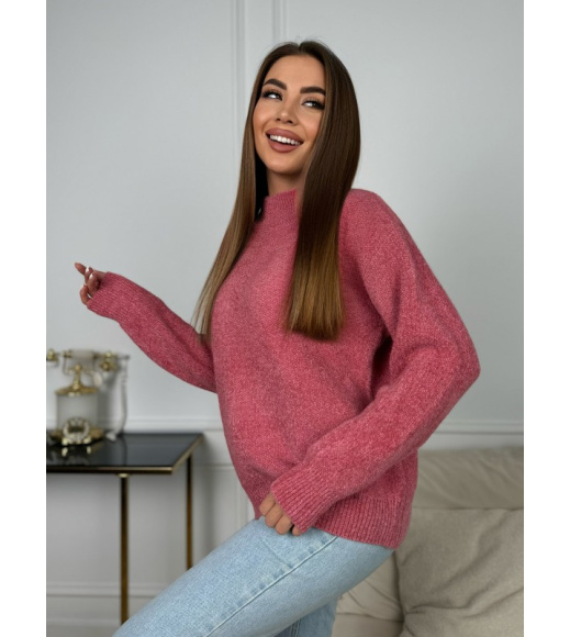 Темно-розовая теплая водолазка свободного кроя