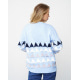 Голубой вязаный свитер с объемными треугольниками