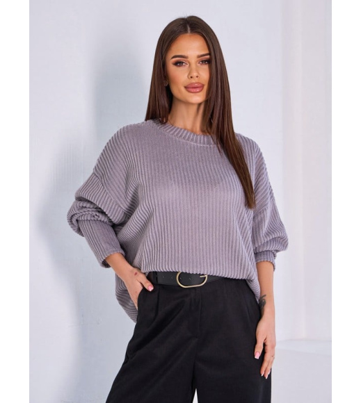 Серый ангоровый свитер свободного кроя