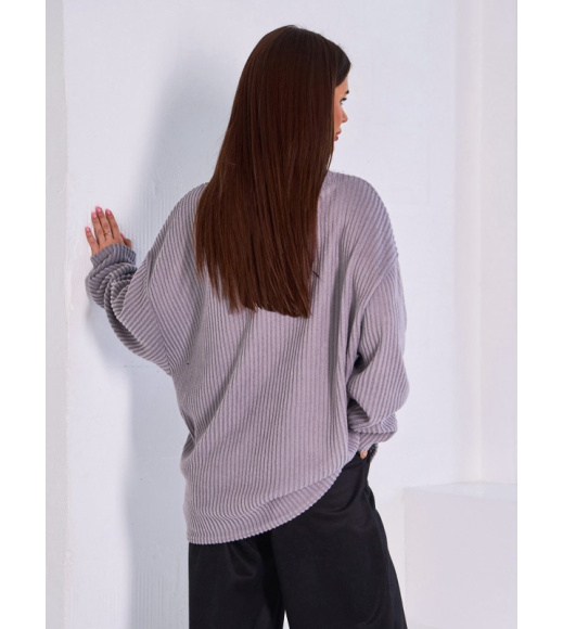 Серый ангоровый свитер свободного кроя