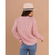 Рожевий вовняний светр з комбінованим візерунком