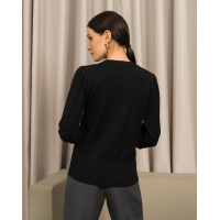 Чорний вовняний светр з еластичними вставками