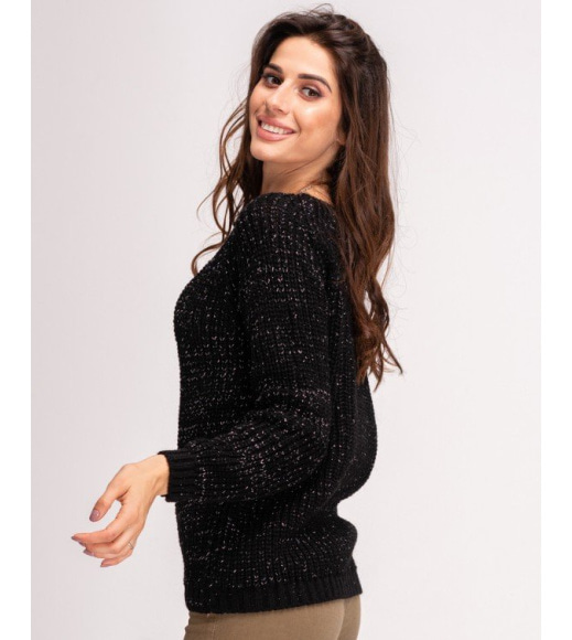 Черный свитер объемной вязки с люрексом