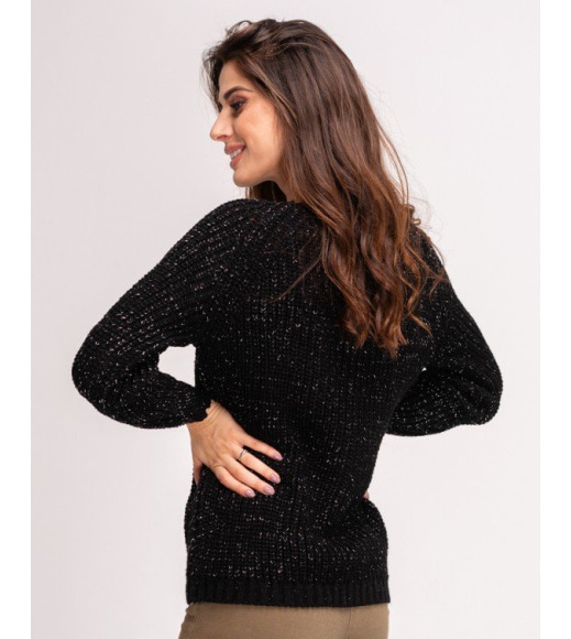 Черный свитер объемной вязки с люрексом